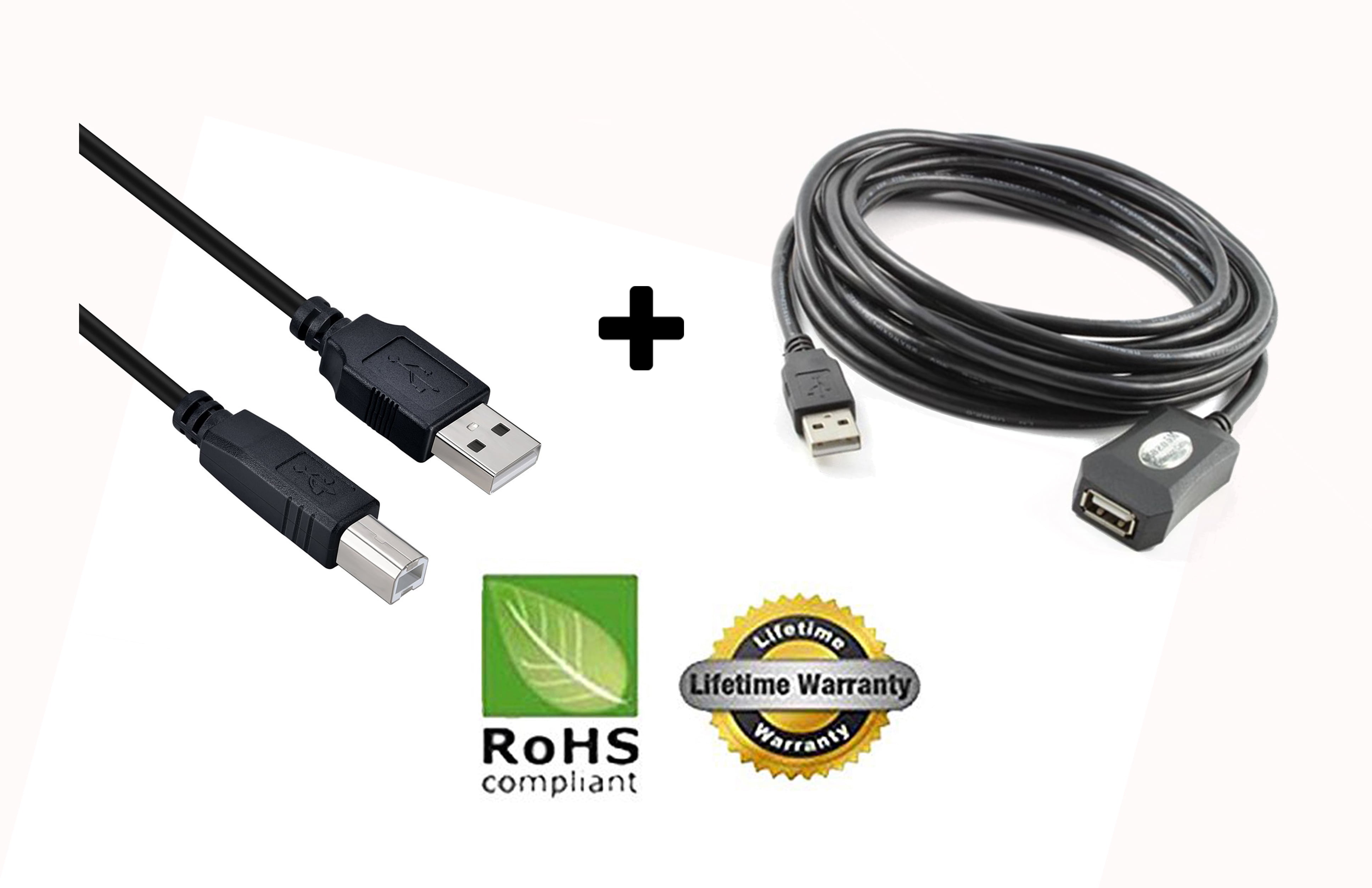 OMNIHIL White 8 Feet Long High Speed USB 2.0 Cable Compatible with HP Envy 7640