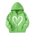 thumbnail image 4 of NAISIBABY Girls' Zip-Up Hoodie, Heart Print Long Sleeve Loose Fit Causal Sweatshirt Size 6, 4 of 6