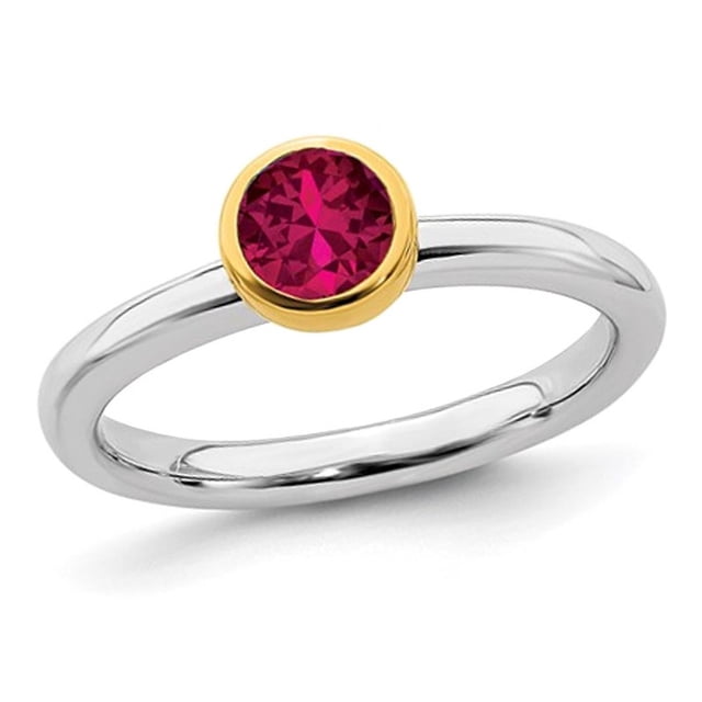 1/2 Carat (ctw) Lab-Created Ruby Ring in Sterling Silver With Gold Plating