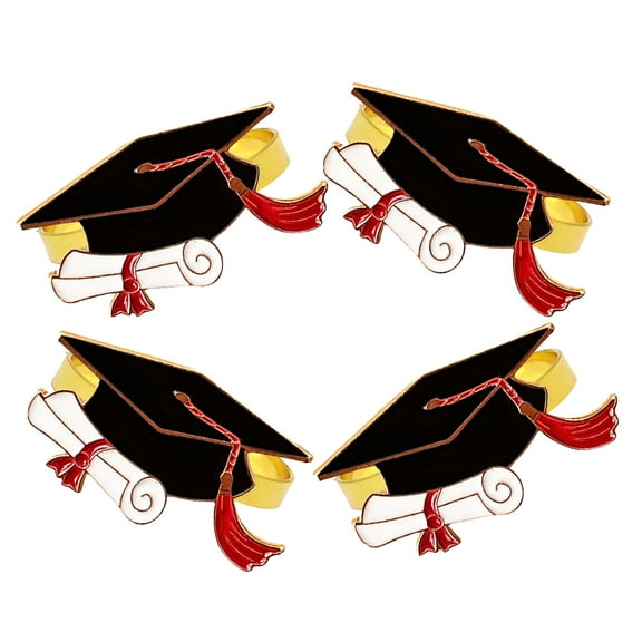 4pcs Graduation Paper Napkin Rings Napkin Buckles Metal Napkin Holder Graduation Dinning Table Ornament