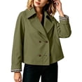 thumbnail image 2 of ClodeEU Women's Notch Collar Button Short Trench Coat,Long Sleeve Double Breasted Casual Jacket ,Women's Plus L, 2 of 8