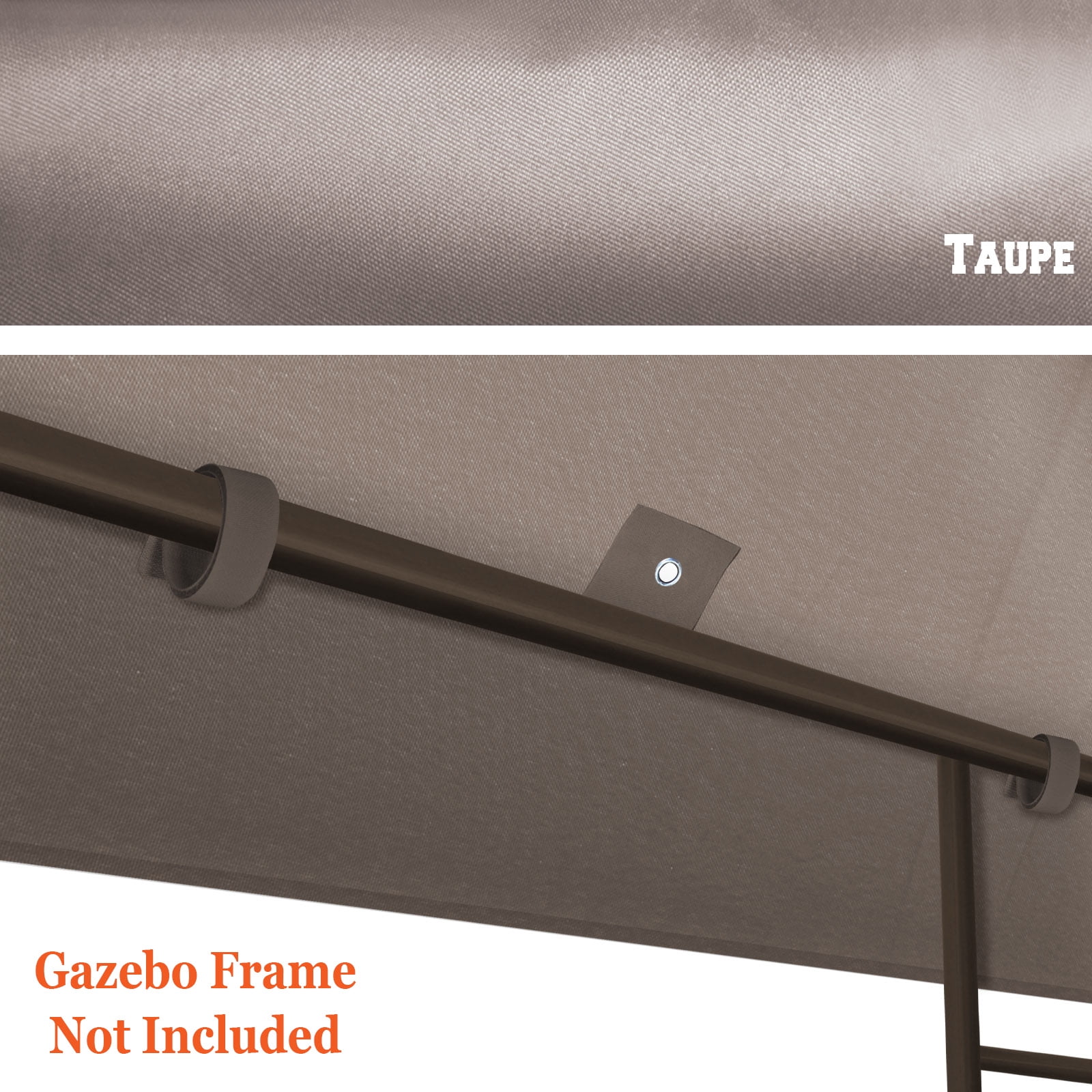 Sunrise Replacement top cover for 10'X10' gazebo canopy patio pavilion sunshade plyester single tier-Taupe