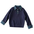 thumbnail image 4 of ZJXFGS Sweater With Collared Shirt Attached Women,Collared Sweatshirts For Women,Womens Collared Sweater,Work Tops For Women,Sweater Shirt,Dressy Blouses For Women,Twofer Tops For Women,Navy,One Size, 4 of 4