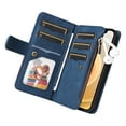 thumbnail image 4 of Multifunctional Case for iPhone 11,[RFID Blocking] 9 Credit Cards Holder with Wrist Strap, Premium PU Leather Zipper Wallet Purse Magnetic Flip Phone Cover For iPhone 11, Blue, 4 of 12