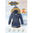 thumbnail image 4 of Chrisuno Girls Winter Coats Lightweight Durable Puffer Outerwear Jacket Children Long Active Windbreaker With Hooded Navy Blue 4-5, 4 of 5