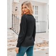 thumbnail image 3 of Weardear Puffy Sleeves Knit Tops for Women Long Sleeve Soft Sweater Pullover V Neck Lightweight Blouse, 3 of 5