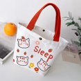 thumbnail image 3 of Portable Cartoon Beach Bag Cartoon Animal Printed Tote Picnic Bag Food Tote Lunch Bags Canvas Shoulder Bag KHAKI, 3 of 8