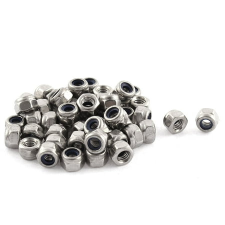 

50pcs M4x0.7mm Metric Stainless Steel Anti-loose Nylon Insert Lock Hex Nuts