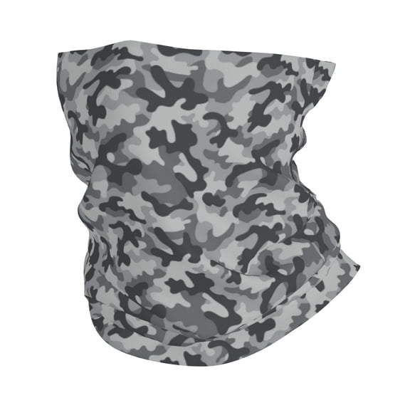 Cooling Neck Gaiter Face Cover Scarf Camo Grey Camouflage Print Protection Mask Windproof Hiking Cycling Running For Men Women