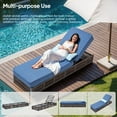 thumbnail image 5 of PARKWELL Outdoor Chaise Lounge Chair, Wicker Reclining Chair with Steel Frame, 5-Position Backrest, 5" Thick Cushions and Lumbar Support for Patio or Poolside, Brown/Navy, 5 of 9