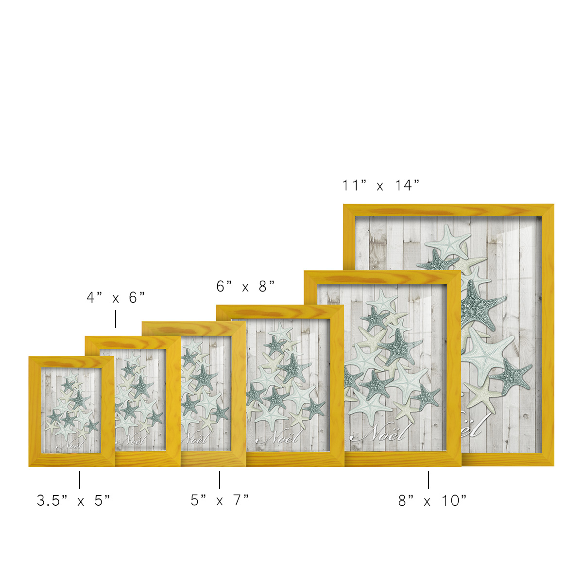 Coastal Christmas IV -Framed Print w/glass-Sunflower Yellow