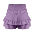 thumbnail image 6 of Arnsht Women's Cute High Waist Ruffle Mini Skirt Layered Ruffle Hem Flared Flowy Casual Shorts Swing Beach Mini Short Skirt Purple M, 6 of 6