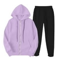 thumbnail image 2 of Fanxing 2025 Clearance Teen Girls Casual Zip Up Hoodie Sweatsuit Y2K Sweatshirts 2pcs Tracksuit Set Jogger Clothes Outfits for Women Workout Loungewear S-3XL, 2 of 7