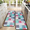 thumbnail image 4 of Kitchen Rugs Sets Of 2,Blue Boho Pioneer Flower Patchwork Pattern Anti Fatigue Kitchen Mat Rugs Non Slip Washable,Decorative Kitchen Floor Mats for Kitchen,Sink,Laundry,17"x47"+17"x47", 4 of 5