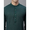 thumbnail image 3 of eloria Men Embroidered Green Kurta Pajama for Partywear Festival Kurta Indian Kurta Set Embroidery Design, 3 of 5