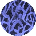 thumbnail image 1 of Ahgly Company Machine Washable Indoor Round Abstract Blue Modern Area Rugs, 3' Round, 1 of 4