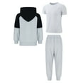 thumbnail image 2 of TiaoBug 3 Piece Kids Boys Tracksuit Long Sleeve Full-Zip Hoodie Jackets Sweatpants T-shirt Set White&Gray 9-10, 2 of 4