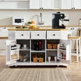 thumbnail image 4 of CHITA 53 inch Large Kitchen Island with Drop Leaf, Power Outlet, Door Internal Storage Rack, Rolling Kitchen Cart on 5 Wheels with 5 Open Side Racks for Kitchen, Dining Room, 4 of 9