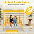 thumbnail image 6 of Costway 2-Seater Toddler Porch Swing Chair with Metal Stand Adjustable Canopy Safety Belts Yellow, 6 of 9