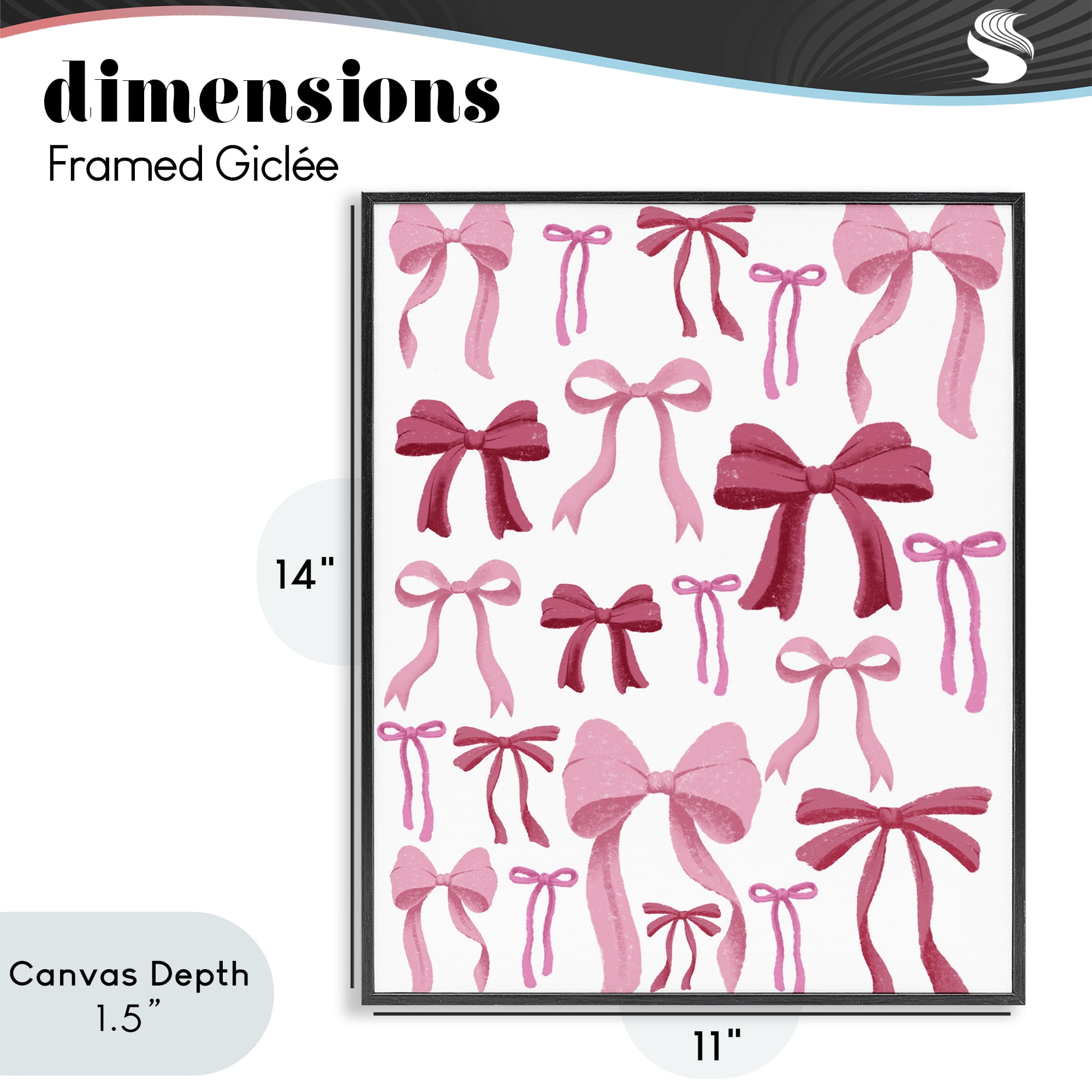 Stupell Industries Bows All Over Pink & Red Black Framed Giclee Art, design by Marcus Prime