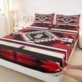 thumbnail image 3 of Homewish Vintage Aztec Print Twin Sheet Sets,Abstract Rhombus Striped Twin Fitted Sheet,Red Black White Flat Sheet For Adults,Luxury Bedroom Decor,3 Pieces, 3 of 7