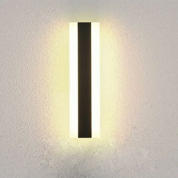 Lámpara de pared LED larga, lámpara de pared para villa, lámpara de pared para exteriores, IP65, resistente al agua, tira de luz larga negra, lámpara de pared para exteriores de aluminio, 30 cm, luz