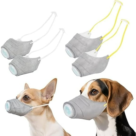 WEEKS Dog Respirator Mask with Exhalation Valve, 4-Layer Filter Protect Form Smoke, dust, Pollen, Adjustable Dog Muzzle for Small to Large Dogs 4PCS(Size:S M)