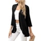 thumbnail image 3 of Cárdigan de manga tres cuartos para mujer de VISgogo, blusas con dobladillo caído con volantes de Color sólido con parte delantera abierta, prendas de vestir finas de estilo informal de calle VISgogo  moda, 3 of 6