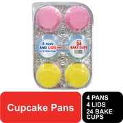 Handi-Foil 6 Cup Aluminum Muffin Pan with Liners and Lid (4 Pack)