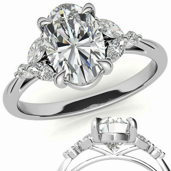 Auory Exquisite White Gold Plated Sterling Silver Moissanite Ring for Girlfriend