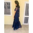 thumbnail image 3 of Luxurious Womens Navy Blue Organza Gown with Ruffle Hem Any Occasion Gift for Her, 3 of 6