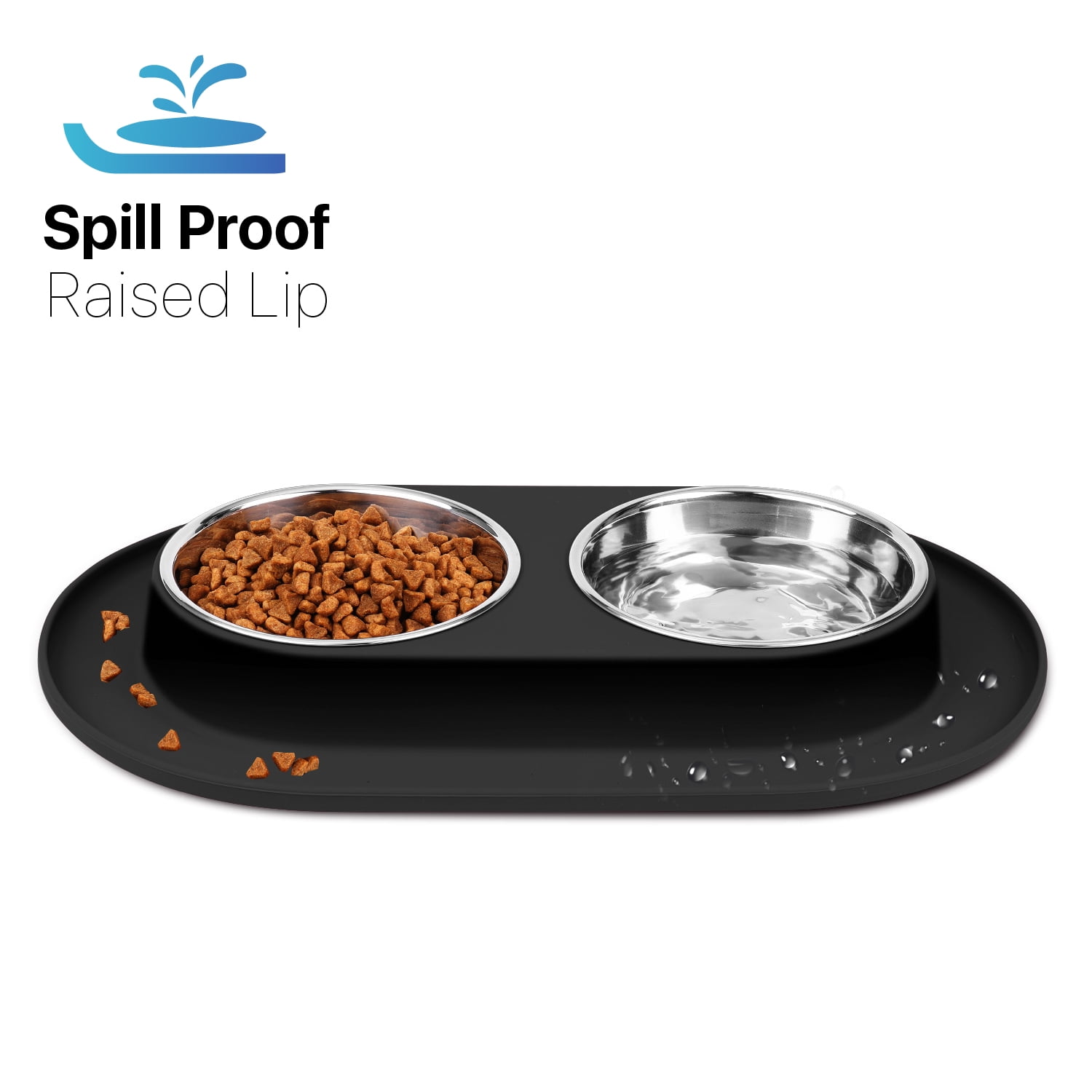 Pet Deluxe Dog Bowls Stainless Steel Dog Bowls with No Spill Skid Resistant  Silicone Mat, 24oz 48oz Dog Food and Water Bowl Set Feeder Bowls for Small