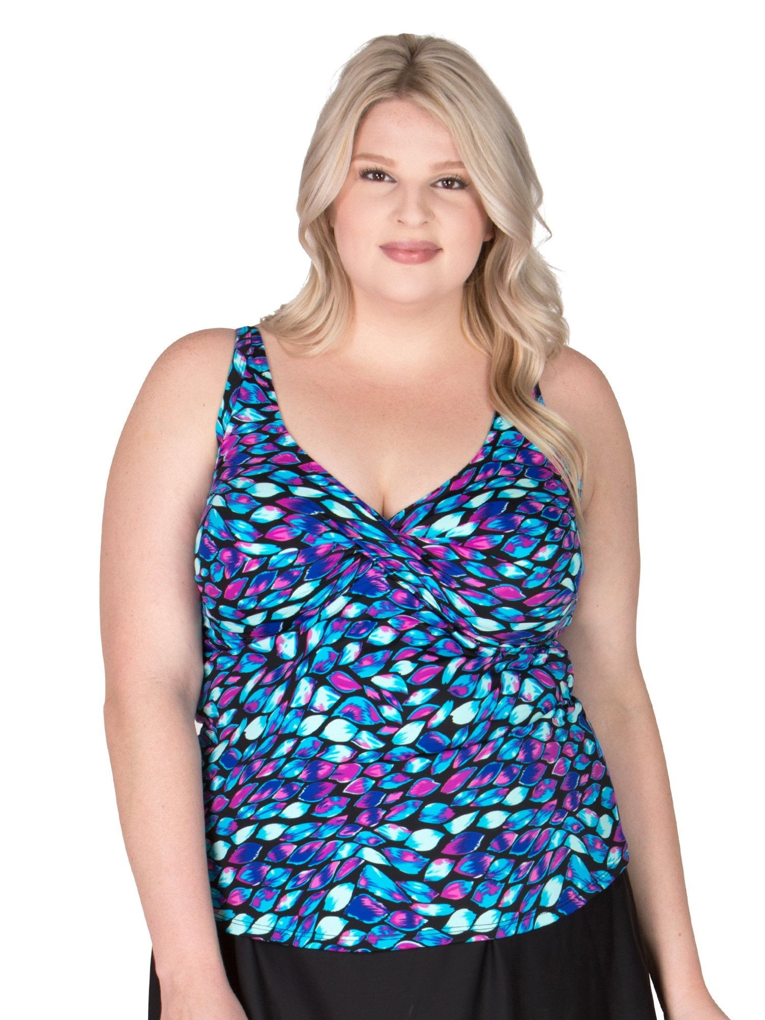 Women s Plus Size Twist Swimsuit Top Kaleidoscope Walmart