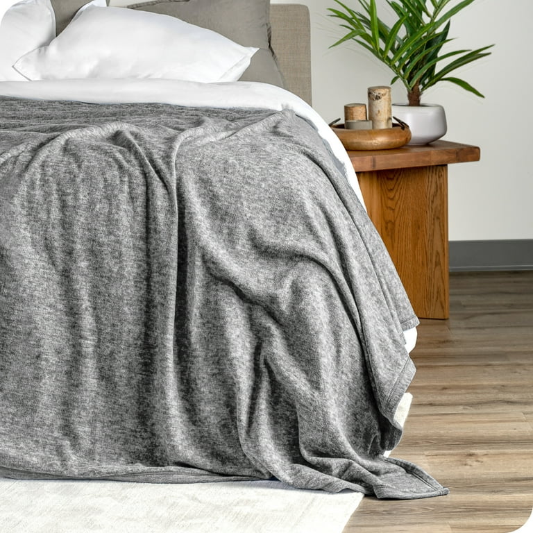 Bare Home Polar Fleece Heathered Bed Blanket Lightweight Premium Fleece Twin Twin XL Heathered Light Gray