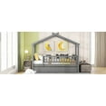 thumbnail image 3 of Twin Size Pinewood Platform Bed with Trundle Gray for Bedroom, 3 of 18