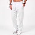 thumbnail image 2 of Men's Jogger Pants Elastic Waist Button Fly Loose Fit Solid Color Casual Sweatpants Lounge Trousers with Pockets, 2 of 7
