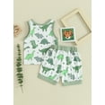 thumbnail image 5 of JYYYBF Baby Boys Dinosaur Outfits, Round Neck Sleeveless Tank Tops + Elastic Waist Shorts Infant Toddler Summer 2 Piece Set, 5 of 7