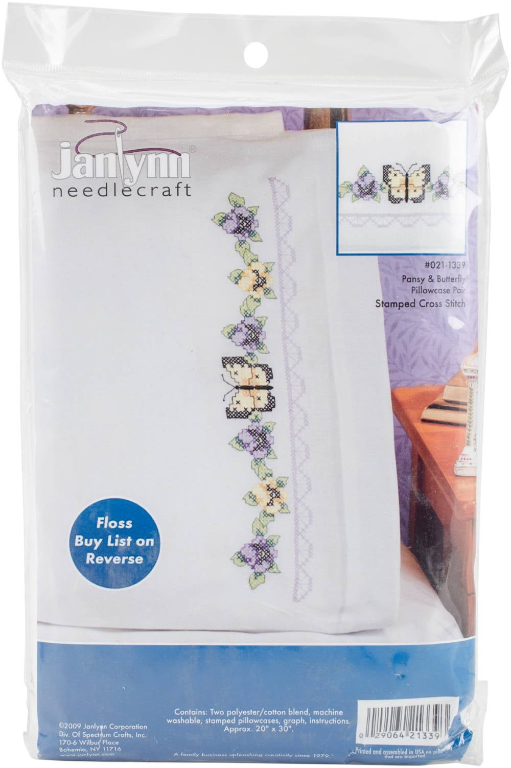 Janlynn Dragonfly Pillowcase Pair Stamped Cross Stitch 20 by 30-Inch