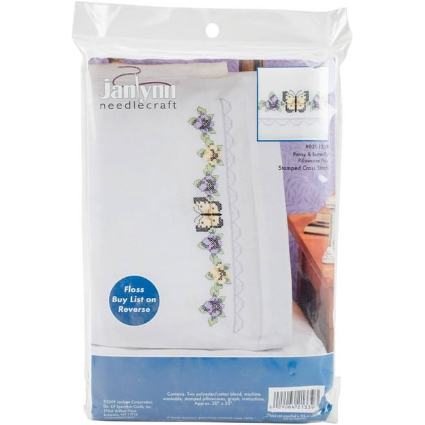 Pansies and Butterflies Pillowcase Pair Stamped Cross Stitch - Walmart