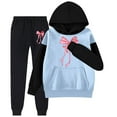 thumbnail image 2 of GBSYEWXS Outfit Set For Child Girls Size 4-5 Years Leisure Long Sleeve Crew Neck Sweatshirt Pant Fall Light Blue Clothing Sets, 2 of 4