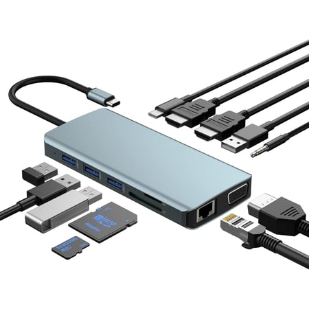 USB C Docking Station Dual Monitor,Laptop Docking Station,12 in 1