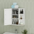 thumbnail image 6 of S-HOME Wall Mounted White Bathroom Medicine Cabinet with Mirror Door, 6 Open Shelves, Adjustable Storage, 6 of 7