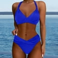 thumbnail image 2 of oqasdz Solid Color Women Two Piece Bathing Suits Push Up Bikini Sets Swimsuit Vintage Swimwear Cute Female Beachwear, 2 of 5