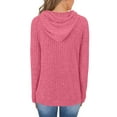 thumbnail image 4 of Karight Womens Hoodies Pullover Soft Ribbed Knit Long Sleeve Sweaters Fashion Hooded Sweatshirts Loose Casual Fall Tops, 4 of 8