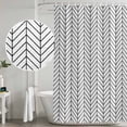 thumbnail image 4 of White Geometric Shower Curtain Set - Extra Long 72" x 96" Washable Bathtub Curtain with 12 Hooks, Modern Minimalism Black Striped Lines Waterproof Fabric Stall Shower Curtains for Bathroom Décor, 4 of 6