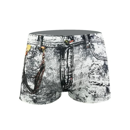 

Men s Underwear Fashion Denim Printed Pocket Boxer Shorts Pants