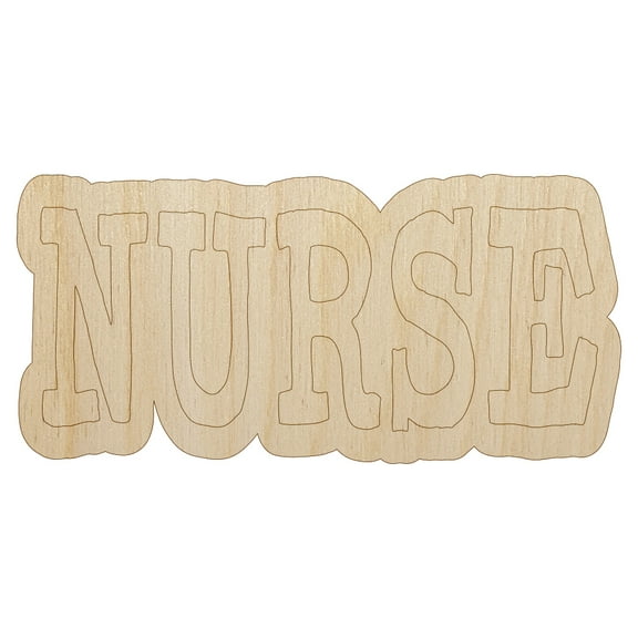 Nurse Fun Text Wood Shape Unfinished Piece Cutout Craft DIY Projects - 4.70 Inch Size - 1/8 Inch Thick