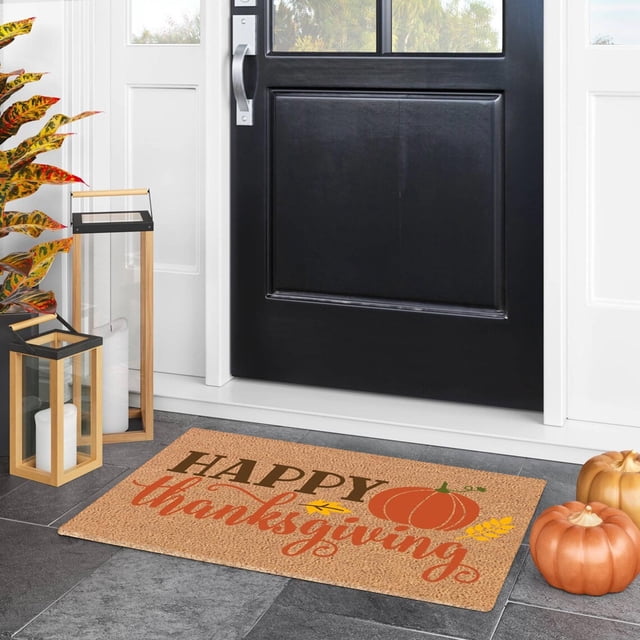 Thanksgiving Welcome Doormat with Festive Holiday Greeting for Seasonal Home Entryway