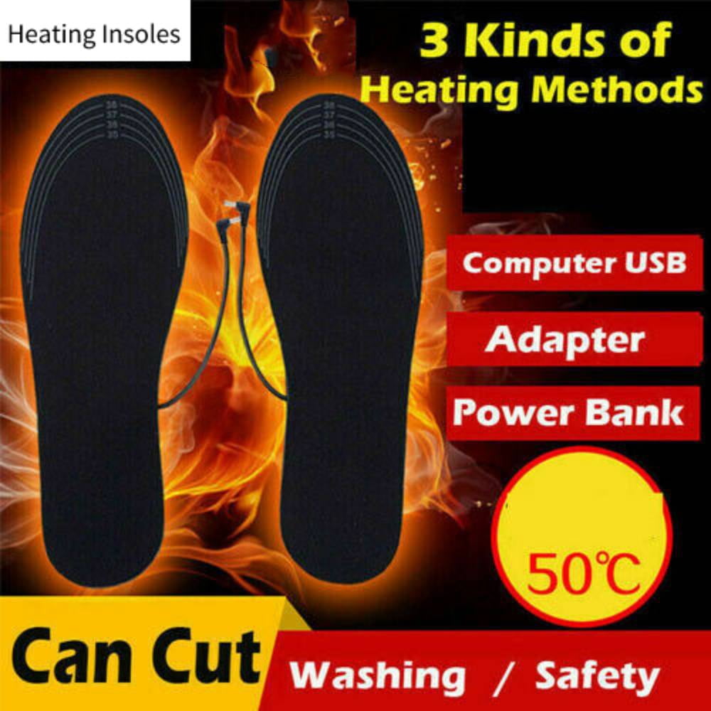Electric Heated Shoes Insoles Socks Charging Winter Warming USB Rechargeable 