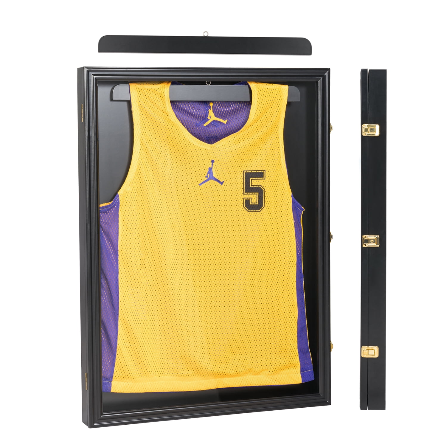 Kinbor 32" x 24" Wooden Jersey Display Case with Lock，Black Walmart